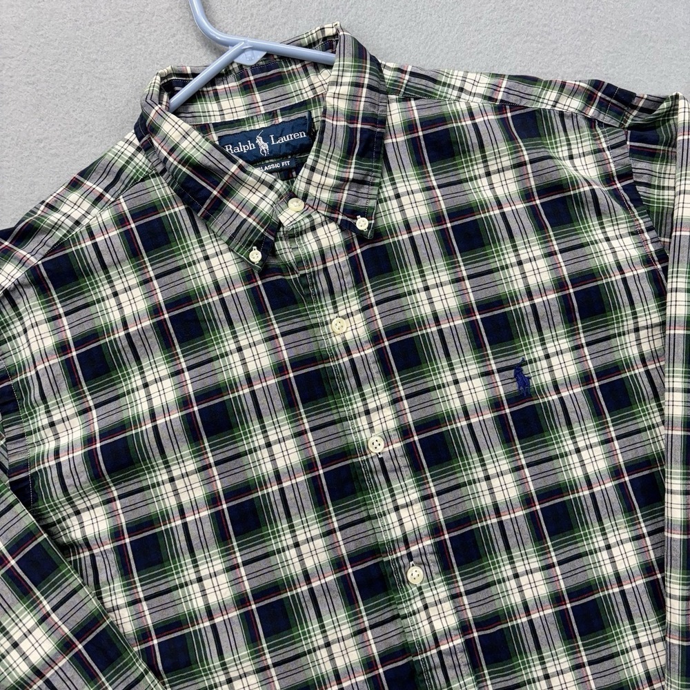 VTG Ralph Lauren shirt men's XL classic fit long sleeve button-down tartan Plaid
